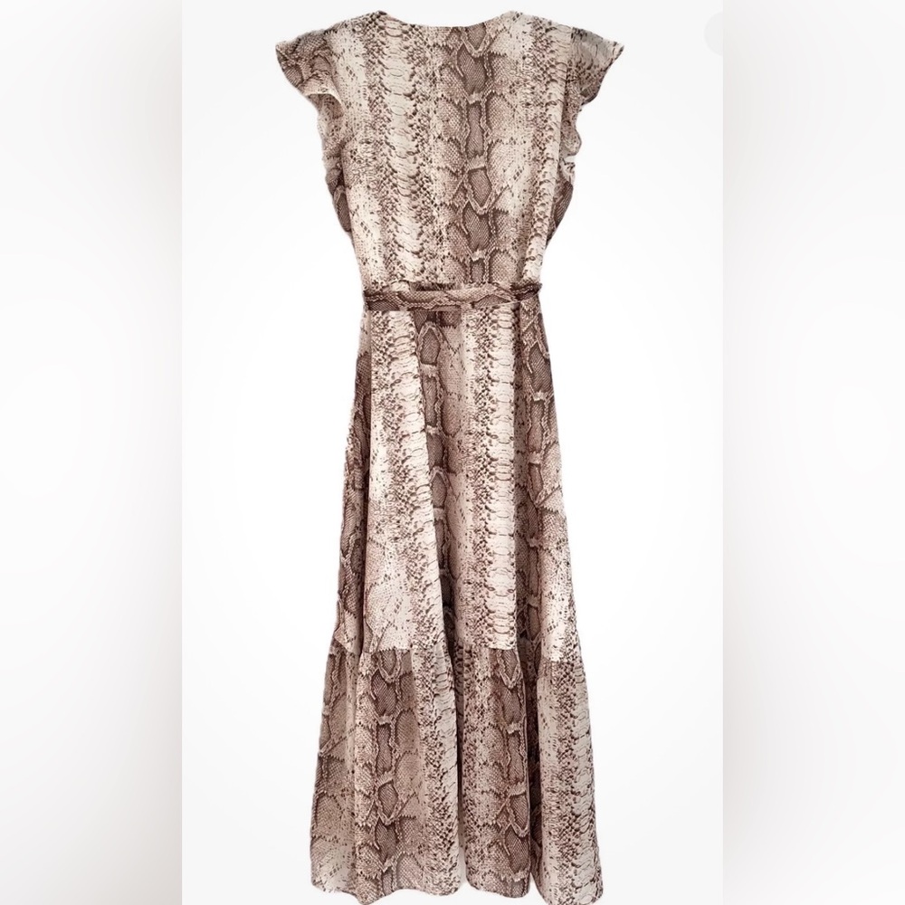Bohemian, Bar III Snakeskin, Animal Print Wrap-Style Maxi Festival Dress, Sz M - Picture 3 of 4